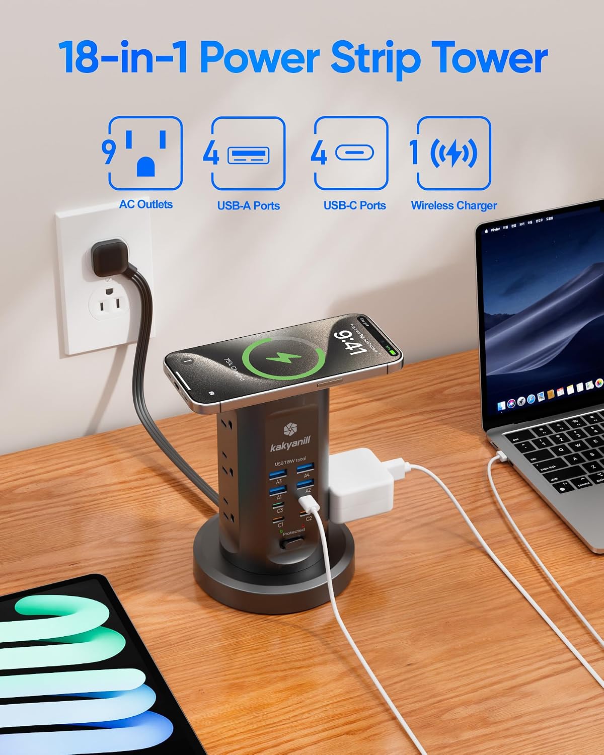 PD 65W USB C Charging Tower, 1 - Ac Surge Protector のレビューと価格